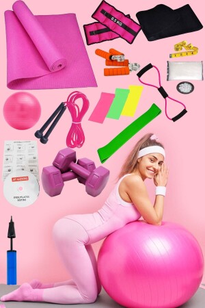 20-teiliges Pilates-Set für zu Hause, komplette Platten, Aerobic-Matte, Ball-Hantel, 3-teiliges Gymnastik-Gummiband, Kniebeugen - 1