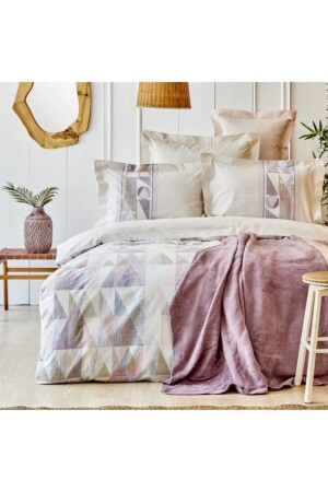 مجموعة من غطاءات القطن المزدوجة من قماش فرنيلا ليلك، مجموعة من غطاءات القطن 200. 19. 01. 0020 - Karaca Home