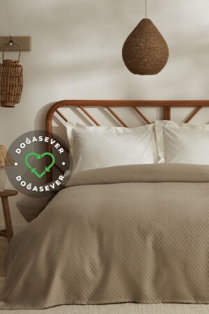 (منيز) - محبي الطبيعة (لورينا) البامبو (مرتفعة (جاكارد) 200 × 230 سم بيج 200 - Karaca Home