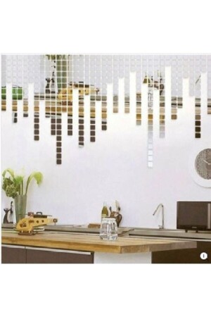 مـنـز-فـلـكسي الفضيّة الديكورية مدخل الحمام الزينة الموزايكية المرآة 200 قطعة 3 سم * 3 سم - Abaküs