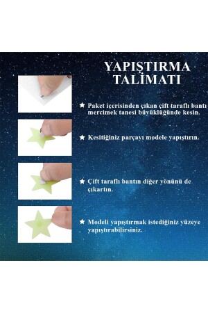 200 Adet Karanlıkta Parlayan Fosforlu Yıldız Dekoratif Sticker Süs Yılbaşı Dekor - 6