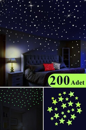200 Adet Karanlıkta Parlayan Fosforlu Yıldız Dekoratif Sticker Süs Yılbaşı Dekor - Giraffe Sticker