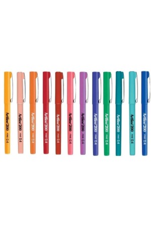 200 Fineliner 0.4 Mm Ince Uçlu Yazı Ve Çizim Kalemi 12 Renk (12 ADET KALEM) - 1