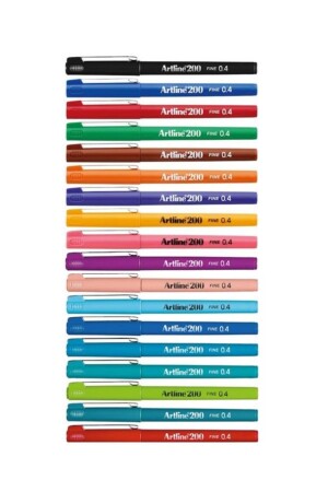 200 Fineliner 0.4 Mm Ince Uçlu Yazı Ve Çizim Kalemi 18 Renk (18 Adet Kalem) - 1