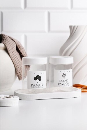 كوبون بوت شفاف من القطن وعلبة مع علامة القطن مع قفص أبيض 200 مل - Lalezen Home