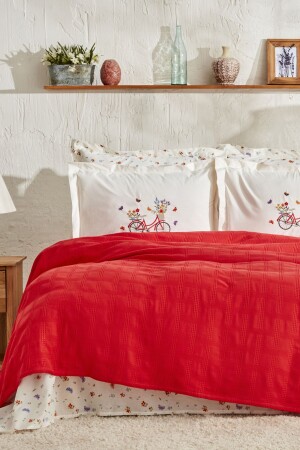 (منيز سوزي) مزدوجة (نيش) مجموعة حمراء - بيضاء 200 - Karaca Home