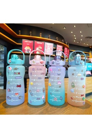 2000 ml motivierende Tritan-Wasserflasche für Fitnessstudio, Bpa-frei, 3D-Aufkleber, Geschenk, 2 Liter, Motivational06 - 5