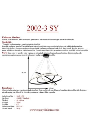 2002-3 Siyah Led Avize 2002-3 SY - 6