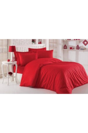 مجموعة غطاء القماش الأحمر المرن المرن - 200x220 MERTM000294 - mer-tim ezberbozan ev tekstili