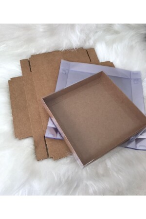 20x20x3 cm Kraft Asetat Kapaklı Kutu (25 Adet) - Uğur Matbaacılık