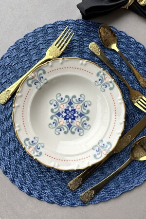 م.ن.ز-إليزابيث ذهبية ذهبية 21 سم 6 شخص خليط البورتسيلين كريم ريترو زهرية 6 قطعة هول عشاء طبق - Porselenden