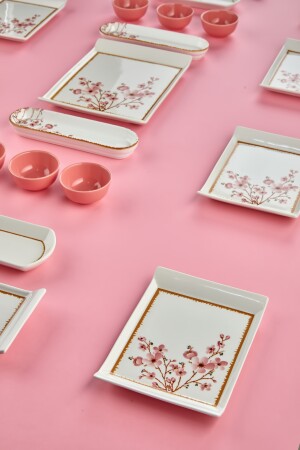 21-teiliges Frühstücksset mit quadratischem Sakura-Blumenmuster für 8 Personen 21-PIECE-SQUARE-SAKURA-FLOWER - 8
