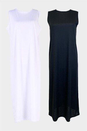 2134_black-white 2er-Pack ärmelloser Kleid-Unterrock mit Futter - 1