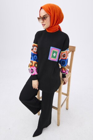 21833-SIYAH Triko Tunik Pantolon - 2