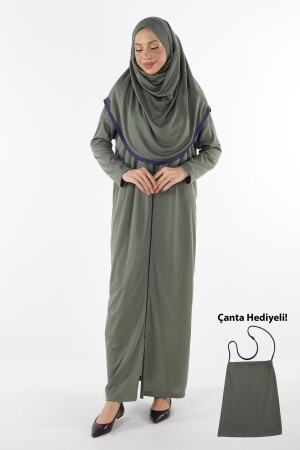 2199_ Fermuarlı Başörtülü Tesettür Namaz Elbisesi - Plistre