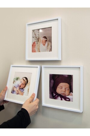 إطار صورة مربع من 21x21 سم من MNZ-White مع مقبض قابل للإزالة الملصق - حزمة من 3 - Nobbystar