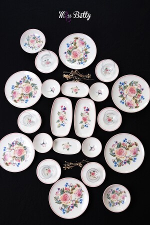 م.ن.ز-22 قطعة روز ديلوكس الإفطار مجموعة 6 أشخاص البورتسلين الجديد esore2 - Miss Betty