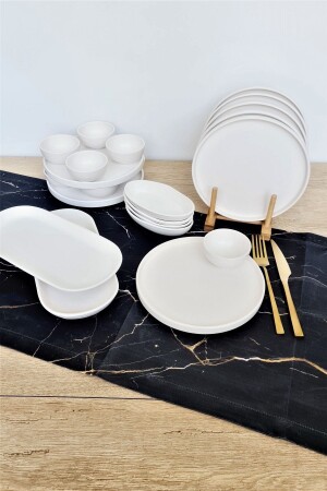 مـنـز - مـتـة بيضاء قابلة للتجميل 22 قطعة إفطار مـن 6 أشخاص - GULHANILE