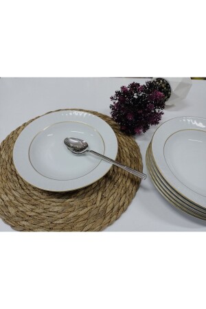 22 Cm Mat Yaldızlı Çukur Yemek Tabağı 6 Lı YLD49 - 2