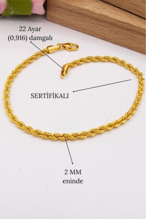 22 Karat Gold 2 mm Seilschnur-Armband Damenarmband LKBLK1190 - 4