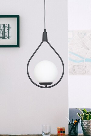 مصباح معلق من الزجاج المعدني التصميم الخاص من MNZ-Deco اللون الأسود الأبيض من الزجاج المعلق من غرفة المطبخ - غرفة المعيشة واحد الشنابل DCO - Fer Avize