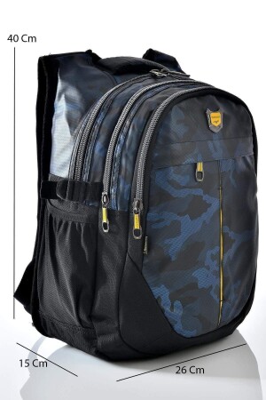 2235 Schulrucksack mit Tarnmuster, Blau - 1