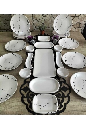 م.ن.ز-23 قطعة الإفطار المعدل لـ 12 شخصًا مادة الكريم الرخام نمط bera4325 - Bera