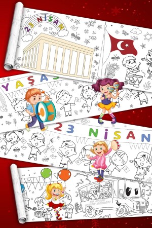 23 أبريل - يوم الأطفال - ورق لون عملاق - طلاء طلاء - حجم كبير طوله 5 أمتار - Popşeker