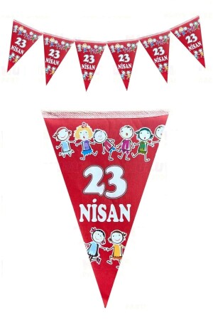 23. April Hand in Hand Kinder Dreiecksflagge Roter Wimpel mit 10 Flaggen 160 cm 15 x 23 cm Nationalfeiertagsdekoration - 2