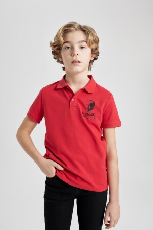 23. April Kindertag Pike Kurzarm-Polo-T-Shirt mit Atatürk-Aufdruck in Rot für Jungen B6939a824sm - 1