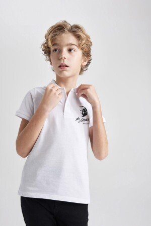 23. April Kindertag Piqué-Kurzarm-Polo-T-Shirt mit Atatürk-Aufdruck für Jungen, weiß, B6939a824sm - 1