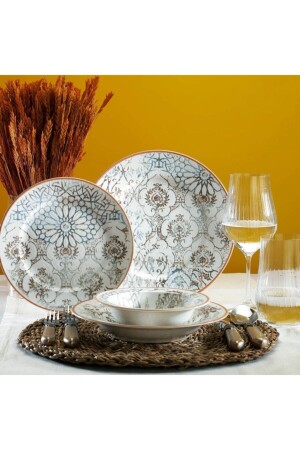 (منيز) - (بلانش) - (تناول العشاء مجموعة 24 قطعة - (براون) 1S0408-01001-KAH01 - Schafer