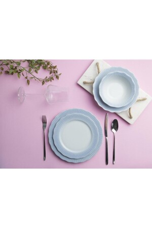 (منيز-أيليز) الأزرق 24 قطعة عشاء مجموعة 6 أشخاص 102AYL23AK24 - Porland