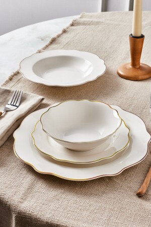 (منز-المندول) خط الذهب 24 قطعة عشاء مجموعة 6 أشخاص 153 03. 06. 8746-1 - Karaca