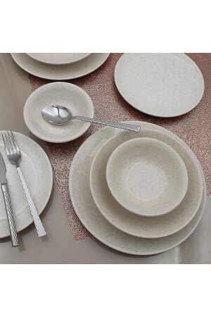 (منز-آرنة) ، مجموعة عشاء 24 قطعة لـ 6 أشخاص - حجر الفضة 8681349099164 - Arna Porselen