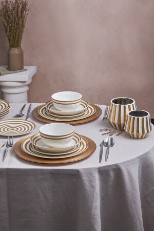 (منيز-شين شان) الذهب 24 قطعة (مجموعة عشاء البورسلين) لـ 6 أشخاص - Karaca