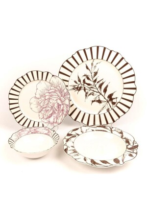 م.ن.ز-بيلا 24 قطعة طعام من البورتسلين مجموعة لـ 6 أشخاص - Mikasa Moor