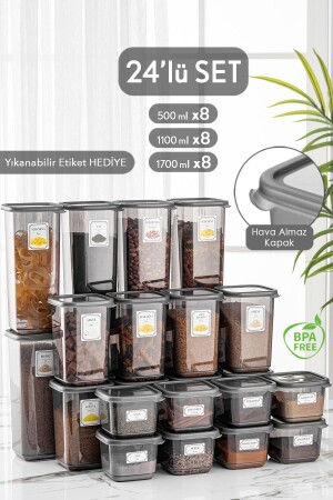 مجموعة من 24 حاوية تخزين الطعام من مربع بينو مجموعة من الأنتراكيت 8x ((0,50 LT-1,10 LT -1,70 LT) مع علامة MCH-426 - Meleni Home