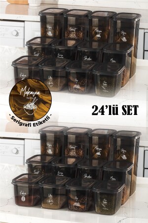 مجموعة من 24 حاويات تخزين بيجي مستطيلة مع علامات طباعة الشاشة البيضاء 8x(1.3 لتر، 2 لتر، 3.2 لتر) BNMPGGY24 - Vienev