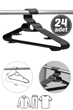 MNZ-24 ملابس بلاستيكية سوداء معلقة مجموعة من 24 - Asya Bazaar