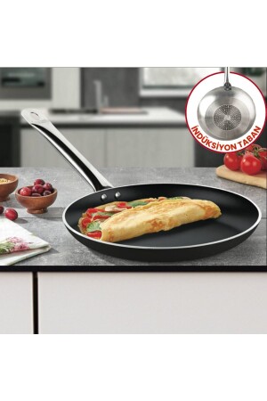 24 Cm Bistro İndüksiyonlu Krep Tava- Horeca İndüksiyon Tabanlı Omlet Tava (Çelik Boru Kulp) - 2