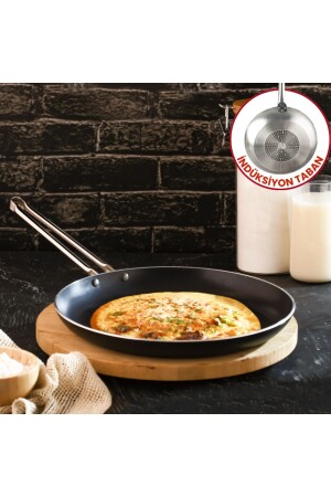 24 Cm Chef İndüksiyonlu Krep Tava- Horeca İndüksiyon Tabanlı Krep Omlet Tavası (Çelik Çubuk Kulp) - 1