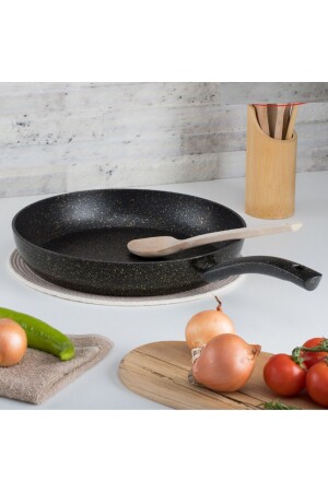 24 Cm Gold Stone Ezme Seri Tava- Non-stick Kızartma Tavası (BAKALİT KULPLU) - 1