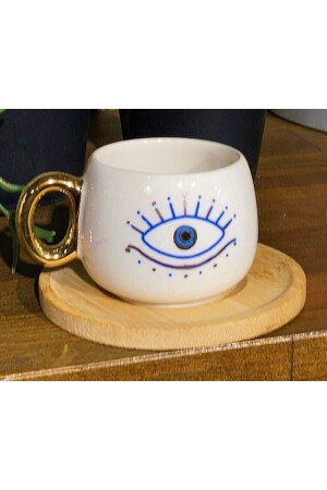 24 Karat Gold bestickt, Evil Eye Figur, handgefertigt, türkische Kaffeetasse 90 ml 5034357852109 - 2