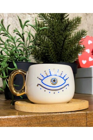 24 Karat Gold bestickt, Evil Eye Figur, handgefertigt, türkische Kaffeetasse 90 ml 5034357852109 - 4