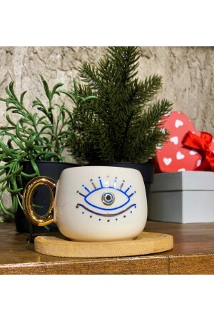 24 Karat Gold bestickt, Evil Eye Figur, handgefertigt, türkische Kaffeetasse 90 ml 5034357852109 - 5