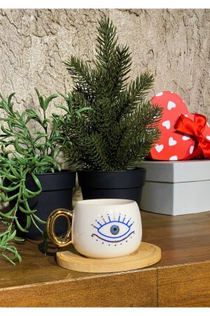 24 Karat Gold bestickt, Evil Eye Figur, handgefertigt, türkische Kaffeetasse 90 ml 5034357852109 - 6