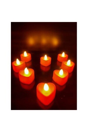 قلوب من القلب الشمعة 24 قطعة LED يد الورد بطارية تعمل القلب نمط الحب الشموع الرد AKERLMUMS223341 - Aker Hediyelik