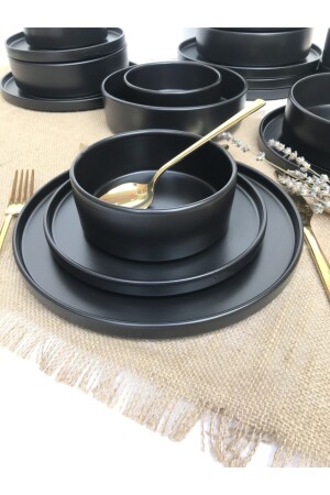 مجموعة عشاء من 24 قطعة من الميت الأسود المتكاملة من MNZ لـ 6 أشخاص ymk39 - GULHANILE