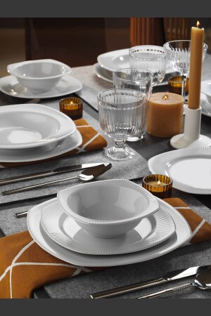 مجموعة عشاء من 24 قطعة من طراز MNZ-Çisil لـ 6 أشخاص CSL24Y200 - Kütahya Porselen